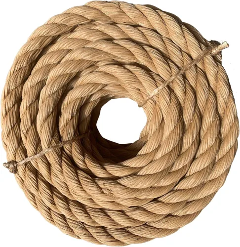 ATERET Cuerda de Polipropileno Trenzada de 3 Hebras Color Tostado Monofilamento I 1-1/2" x 20 Pies I 19,350 lbs. Resistencia a la Tracción I Cordón