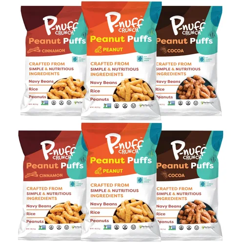 Miniatura 10 de Pnuff Crunch Puffs de Mantequilla de Maní - Bocadillos saludables, aperitivos bajos en calorías, aperitivos sin gluten, veganos, ricos en proteínas