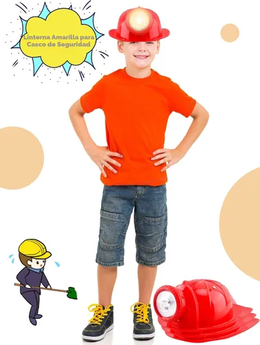Miniatura 6 de Paquete de 2 sombreros de construcción para niños, casco de disfraz de minero con luz para niños y niñas, suministros de fiesta de Halloween