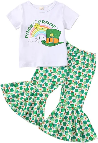 Miniatura 51 de Eadrioss Ropa para bebé niña pequeña, traje de campana de manga corta, camisa de flores para niños, pantalones florales acampanados, ropa de verano