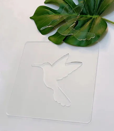 Miniatura 4 de Plantilla de pájaro de colibrí, plantilla de enrutador acrílico, guía de rastreo de plantilla de enrutador de carpintería (7.875 x 7.875 pulgadas)