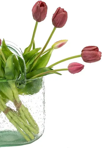 Miniatura 4 de DUYONE 15 flores de tulipanes artificiales, ramo de látex de tacto real, tulipanes falsos para oficina, boda, fiesta, hogar, cocina, jardín