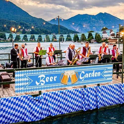 Miniatura 7 de Oktoberfest Bavarian Pennant Banner – Letrero de jardín de cerveza de tela para fiesta de Oktoberfest, suministros de decoración de festivales