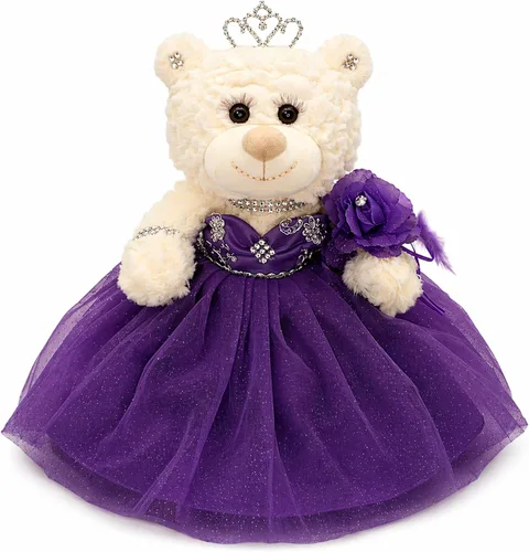Miniatura 13 de Muñeca de centro de mesa de oso de quinceañera de 12 pulgadas con elegante vestido de tul en capas y soporte ajustable, regalo de decoraciones