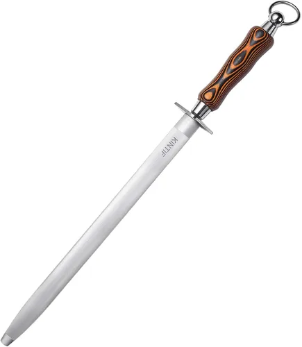 Acero afilador de acero de 12 pulgadas, afilador de cuchillos profesional, alto carbono, líneas finas, alta dureza, varilla de afilado de cuchillo