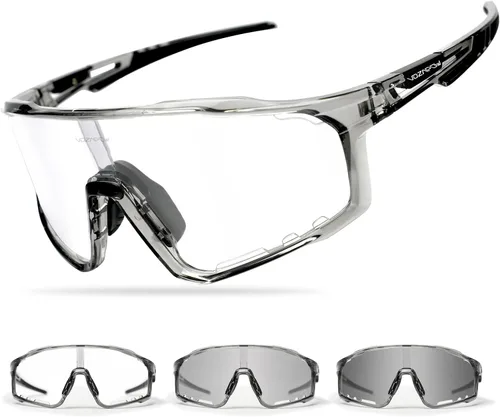 Photochromic Cycling Glasses for Men Women, UV400 Sports Sunglasses for MTB, Riding, Running, Fishing, Baseball A1-gris