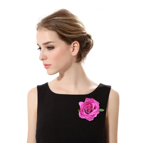 Miniatura 3 de Broche de flores para el pelo de rosa para mujer, para tocado de novia, bailarina flamenca, paquete de 10 unidades (mezcla de 10 colores)
