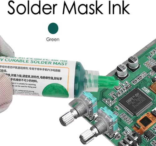 Miniatura 3 de Kit de reparación de máscara de soldadura de placa de circuito PCB, linterna y tinta resistente a la soldadura de curado