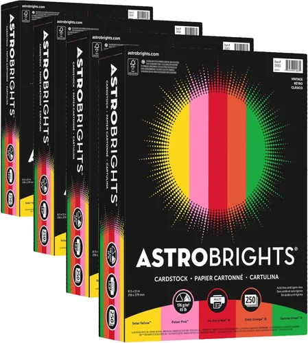 Miniatura 9 de Astrobrights® Cartulinas de Color, Surtido Feliz, Tamaño Carta (8.5" x 11"), 65 lb, Paquete de 250 Happy