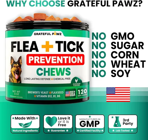Miniatura 5 de Prevención de pulgas y garrapatas masticables para perros, fabricado en Estados Unidos, suplemento natural para pulgas y garrapatas, píldoras orales