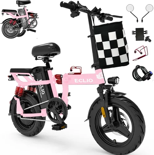 Miniatura 10 de DDC SPORT Folding Electric Bike, Peak 800W Motor 20MPH,48V 14Ah Removable Battery 55Miles Ebike,14'' Lightweight Adults Electric Bicycles for