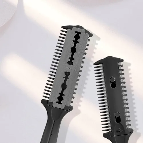 Miniatura 2 de Soft 'N Style Paquete de 3 Peine y Recortador de Doble Cara - Tijeras Navaja para Cabello, Estilizador de Puntas Abiertas para Cabello Fino y Grueso