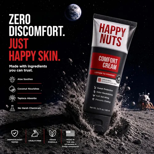 Miniatura 7 de HAPPY NUTS Desodorante en crema Comfort para hombres: defensa del sudor antirozaduras, control de olores, sin aluminio, esencial de viaje