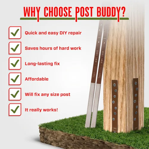 Miniatura 4 de Post Buddy Paquete de 2 kit de reparación de postes de valla fácil (para fijar 1 poste de madera roto), rápido y fácil de instalar, estacas de acero