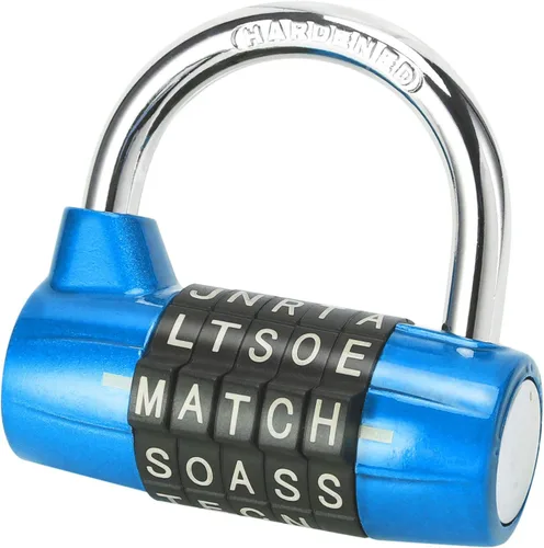Candado de bloqueo para gimnasio, 5 letras de aleación resistente, candado de seguridad resistente, fácil de configurar tu propio combo reiniciable