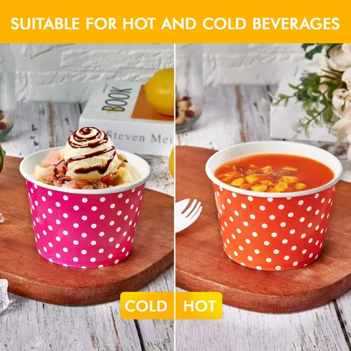 Miniatura 4 de LITOPAK Paquete de 150 tazas de helado de 8 onzas, vasos desechables de postre para alimentos fríos o calientes, cuencos de postre de papel