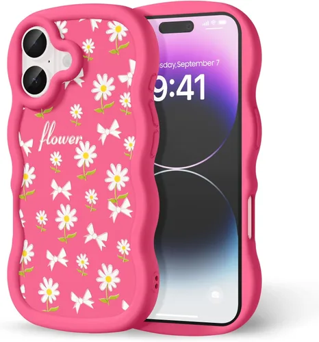Miniatura 273 de Compatible con iPhone SE/8/7 Funda para Mujeres y Niñas, Marco Ondulado Rizado con Patrón Lindo, Estética Delgada Suave Silicona TPU Parachoques