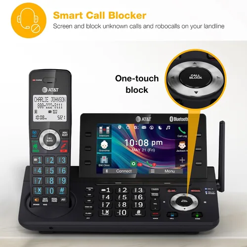 Miniatura 8 de AT&T DLP73590 - Teléfono inalámbrico DECT 6.0 de 5 manos para casa y oficina con contestador, pantalla a color de 5", acceso directo de un toque