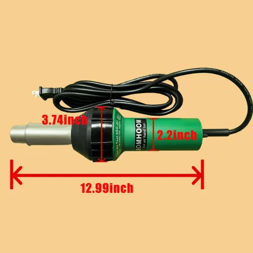 Miniatura 2 de Pistola de aire caliente profesional de 1600 W para soldadura de plástico, 5 boquillas, núcleo de calefacción y rodillo incluidos, soldador TPO