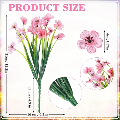Miniatura 2 de Jutom 24 piezas de flores artificiales para decoración al aire libre, flores sintéticas de seda resistentes a los rayos UV, plantas a granel, Azul