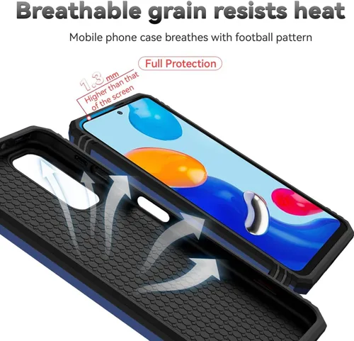 Miniatura 7 de Funda para Redmi Note 11 (4G)/Redmi Note 11S 2201117TY con protector de pantalla de vidrio templado y cubierta de cámara deslizante, anillo Azul