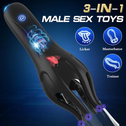 Miniatura 6 de Masturbador masculino Juguetes sexuales para hombres, vibrador de pene masculino para hombres con lamer la lengua, Masterbater Juguete sexual