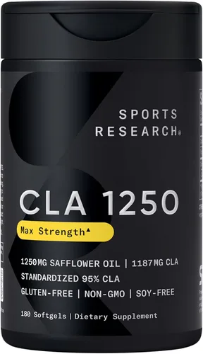 Miniatura 9 de Sports Research CLA - 1250 mg con ácido linoleico conjugado activo para hombres y mujeres Sin OMG, sin soja ni gluten, 95% (90 cápsulas blandas)