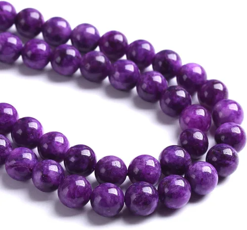 Miniatura 2 de 36 cuentas de 10 mm de jaspe púrpura natural, cuarzo de jade, cuentas de cristal para hacer joyería, pulseras DIY, 1 tira Jade Charoita