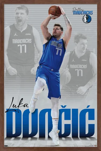 Miniatura 9 de Trends International NBA Dallas Mavericks - Póster de pared de Luka Doncic 22, 22.375 x 34 pulgadas, versión enmarcada en negro Versión con marco