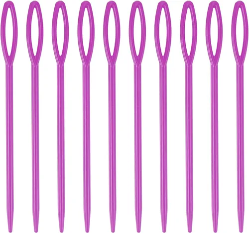 HARFINGTON 90 agujas de coser de plástico, 3.5 in de longitud, agujas romas grandes para coser artesanías hechas a mano, nociones de costura, color