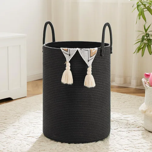 Miniatura 15 de Artfeel - Cesto para la ropa sucia de cuerda de algodón tejida, para guardar ropa sucia, juguetes y mantas en el baño, la habitación del bebé