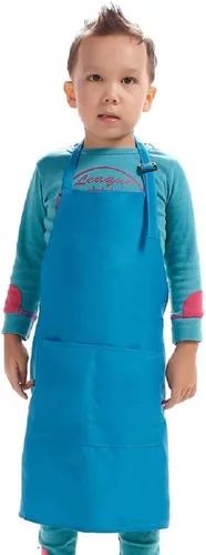 Delantal para niños, correa ajustable con 2 bolsillos, para pintura y manualidades, unisex, de 8 a 12 años (azul
