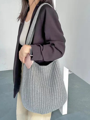Miniatura 29 de ENBEI Bolsos de hombro para mujer Bolsos de ganchillo Bolso de punto grande Bolso de mano estético para la escuela lindo Bolsas de mano Bolsa