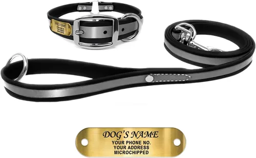 Miniatura 12 de Regal Dog Products Collar de Perro Reflectante Rosa Grande con Placa de Nombre Grabada Personalizada y Anillo Central de Servicio Pesado Collares