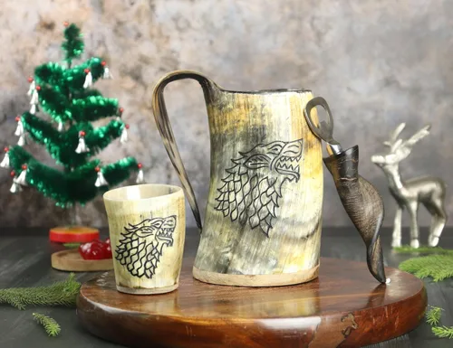 Miniatura 3 de Taza de Cuerno Vikingo para Beber, 16-20oz Vaso de Chupito y Abrebotellas Regalos Vikingos Especiales Únicos Hechos a Mano para Hombres y Mujeres