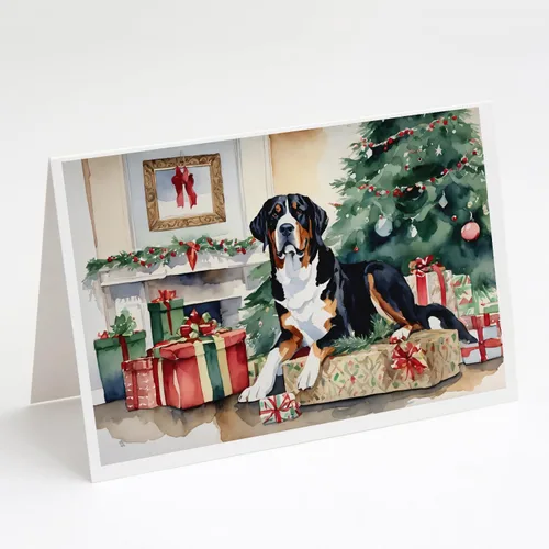 Miniatura 126 de Caroline's Treasures DAC2753GCA7P Paquete de 8 tarjetas de felicitación navideña acogedora de Husky siberiano Tarjetas en blanco con sobres