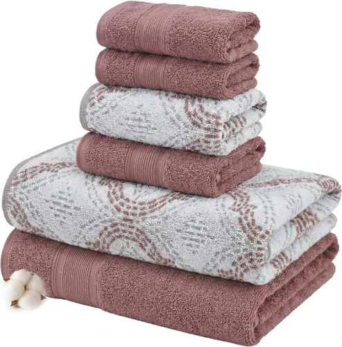 Miniatura 15 de Modern Threads Amaris - Juego de 6 toallas reversibles de jacquard teñido con hilo, toallas de baño, toallas de mano y paños de lavado