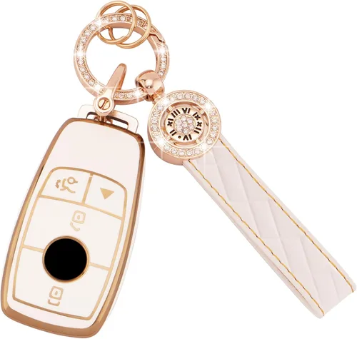 EKALA para Mercedes Funda para Llavero, Protector de Llavero de TPU Suave de 4 Botones con Llavero Keychain Compatible con Mercedes Benz A B C E G S