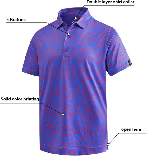 Miniatura 17 de DEOLAX Camisa de golf para hombre, con estampado de moda, atlética, de manga corta, clásica, casual, ajuste seco, suave, para hombres