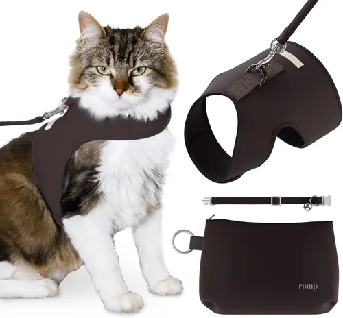 Miniatura 8 de Juego de arnés para gatos, collar y correa – Chaleco de arnés de velcro ajustable sin estrangulamiento para gatos y gatitos (algodón azul, S)