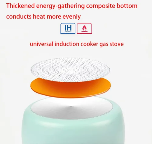 Miniatura 4 de Olla de leche pequeña beige de 1.2L con tapa lindo mango de madera hogar sartén antiadherente leche caliente bebé suplemento de alimentos olla