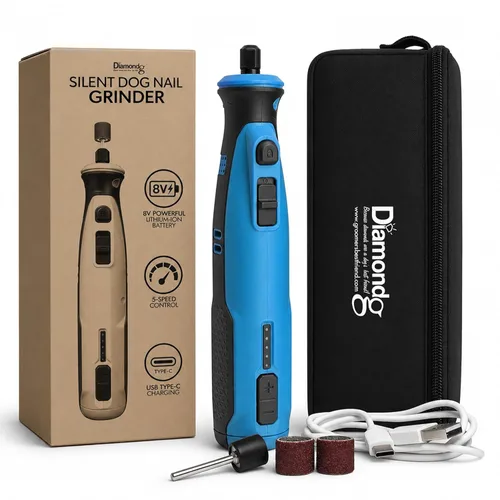 Miniatura 11 de Diamondg Molinillo de uñas inalámbrico para perros con sonido silencioso y punta LED para perros grandes y pequeños, 4 horas de duración - Cortaúñas