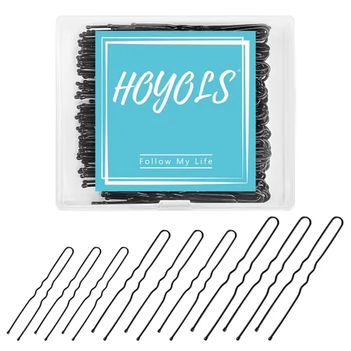 HOYOLS Alfileres de pelo en forma de U, varios tamaños, clips de metal de sujeción segura, diseño prensado con puntas de bola para mujeres y niñas,