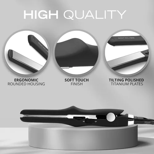Miniatura 5 de CORIOLISS C Trip Mini Alisadores de cabello para mujer Titanio Plancha plana Profesional con control de temperatura (negro suave al tacto)