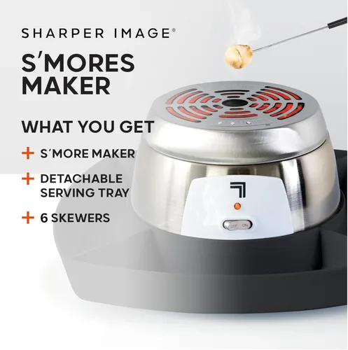 Miniatura 2 de Sharper Image Máquina eléctrica S'mores – 6 palitos para asar malvaviscos y bandeja para servir Kit de Smores de interior Actividad de fiesta
