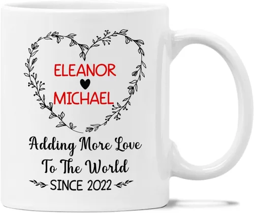 Taza de regalo para novio/novia, regalos personalizados para agregar más amor al mundo, regalos de taza con nombre personalizado para recién