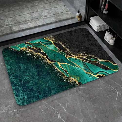 Miniatura 24 de Tapete de baño de tierra de diatomeas, arte abstracto, sol dorado, antideslizante, volumen súper absorbente, de secado rápido para baño, cocina