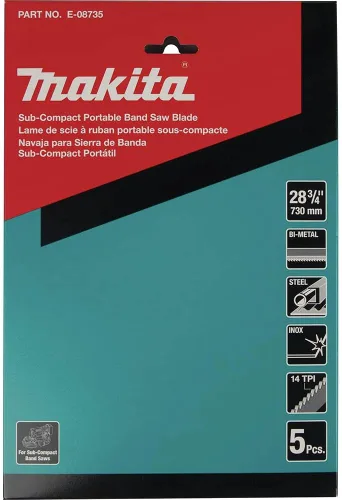 Miniatura 2 de Makita E-08735 28-3/4" 14 TPI Hoja de sierra de cinta portátil subcompacta bimetálica, 5/paquete