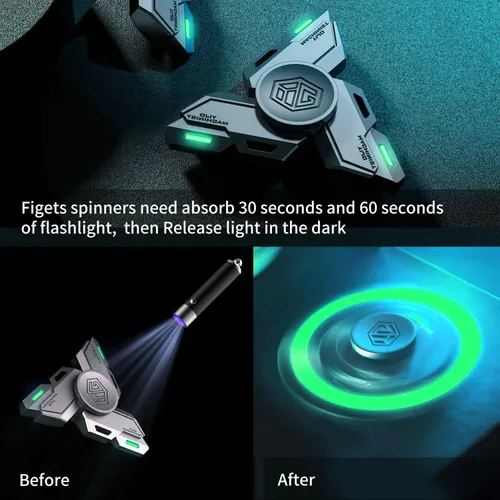 Miniatura 2 de Fidget Spinners, Regalos de Fidget Spinner para Adultos, Juguete para Aliviar el Estrés, Ansiedad y TDAH, Juguete Giratorio de Dedo de Metal con Luz