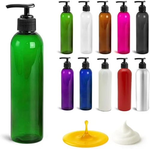 Royal Massage Botella con bomba tipo bala de 8 onzas, aceite de masaje, loción, jabón, dispensador de champú, PET sin BPA con bomba de bloqueo Verde